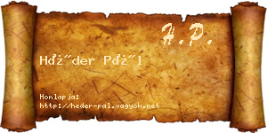 Héder Pál névjegykártya